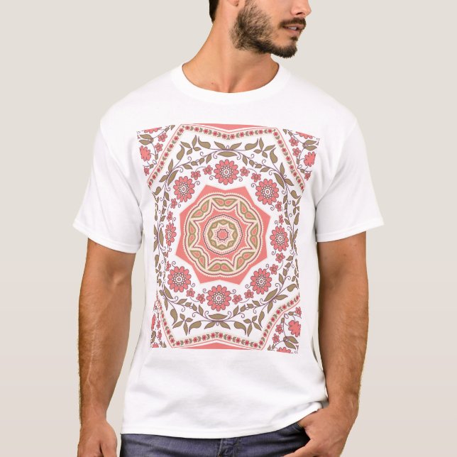 Mosaic Floral Star: Seamless Pattern T-Shirt (Front)