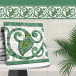 Mosaic Flourish Marble Ornament Green and White Tile<br><div class="desc">Mosaic Flourish Marble Ornament Green and White</div>