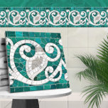 Mosaic Flourish Marble Ornament Green and White Tile<br><div class="desc">Mosaic Flourish Marble Ornament Green and White</div>