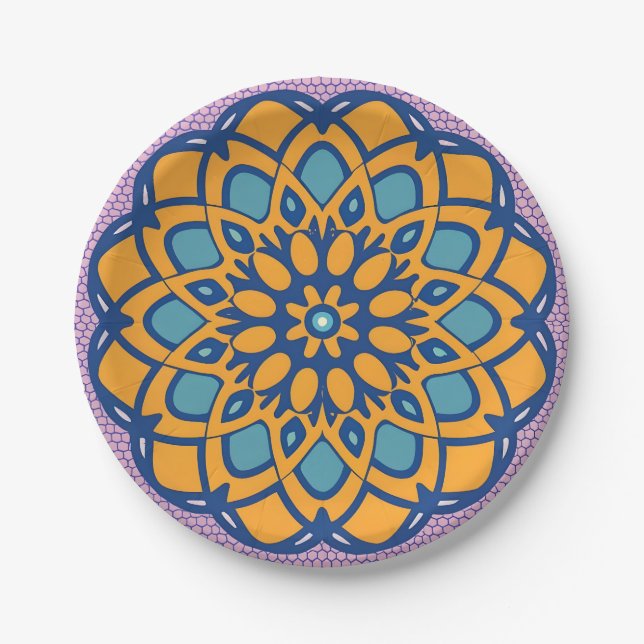 mosaic flower paper plate (Front)