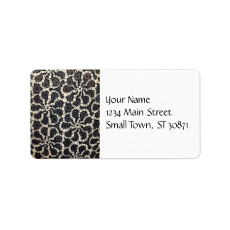 Mosaic Flower Petals Black Brown Tan Label