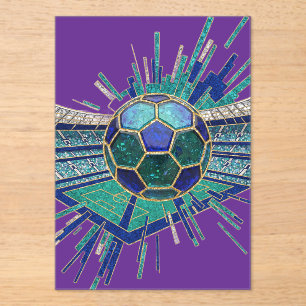 Mosaic Football Stadium Burst Abstract World Cup Acrylic Invitations