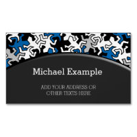 Mosaic Geckos Pattern - blue black white grey