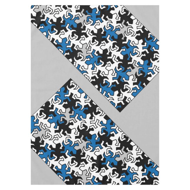 Mosaic Geckos Pattern - blue black white grey Tablecloth (Front)