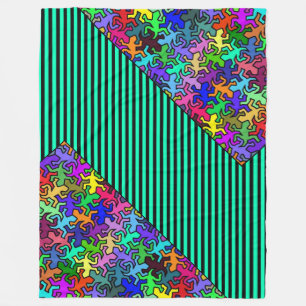 Mosaic Geckos Pattern - coloured Fleece Blanket