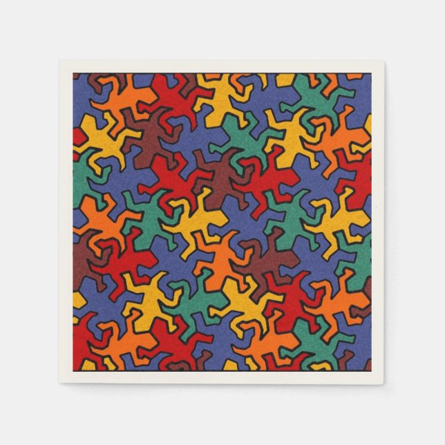 Mosaic Geckos Pattern - Earth Colour Napkin (Front)