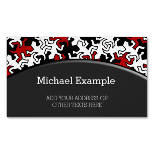 Mosaic Geckos Pattern - red black white Magnetic Business Card