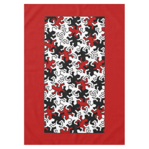 Mosaic Geckos Pattern - red black white Tablecloth