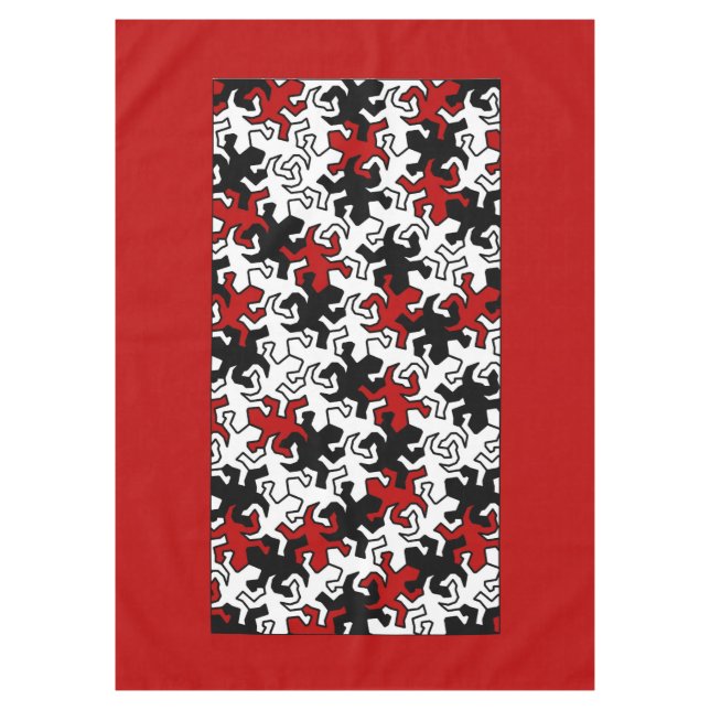 Mosaic Geckos Pattern - red black white Tablecloth (Front)
