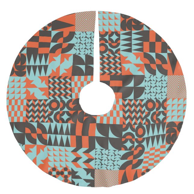 Mosaic geometric tiles, seamless elegant pattern. brushed polyester tree skirt (Front)