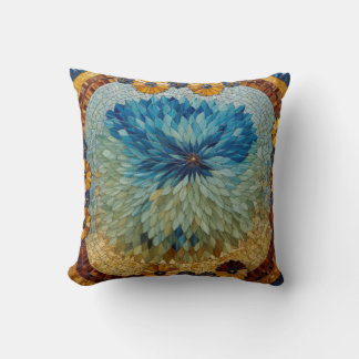 Mosaic Green Blue Floral Cushion