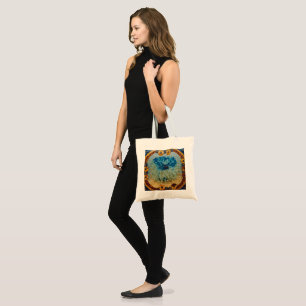 Mosaic Green Blue Floral Tote Bag