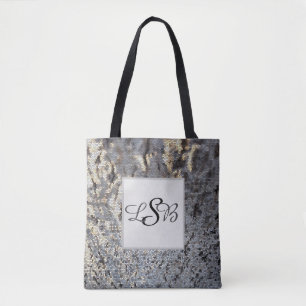 Mosaic Grey Black Tiles Abstract Add Your Monogram Tote Bag
