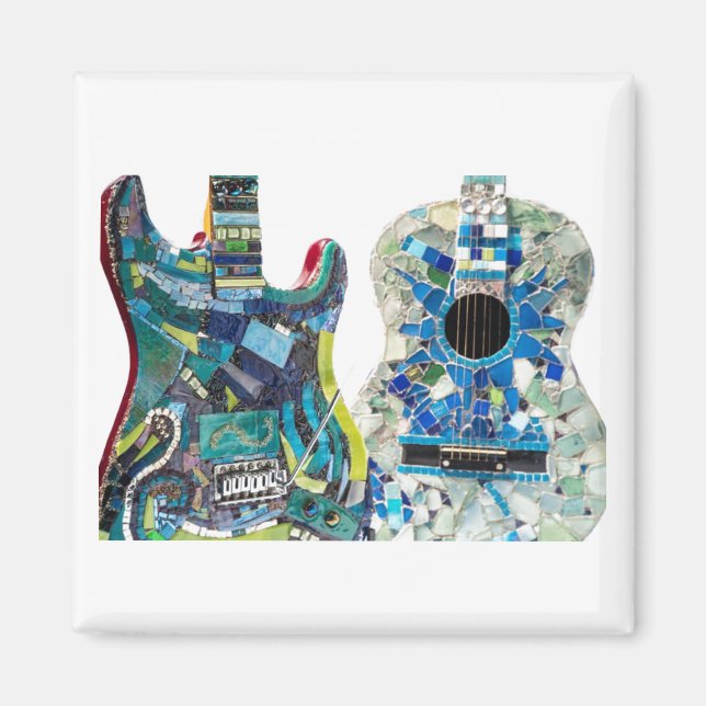 Mosaic Guitar Collection Boho Chic Magnet (Front)