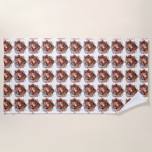 Mosaic Heart of Love Beach Towel