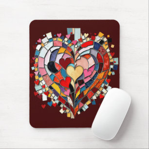 Mosaic Heart of Love Mouse Pad