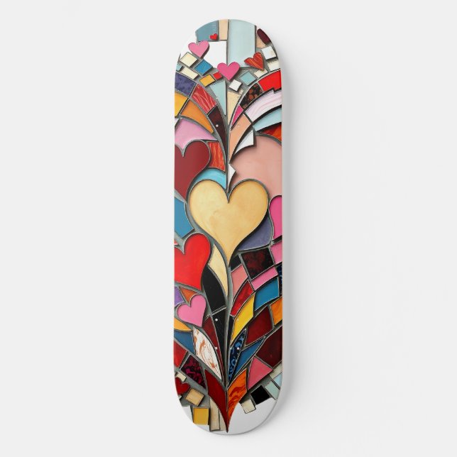 Mosaic Heart of Love Skateboard (Front)