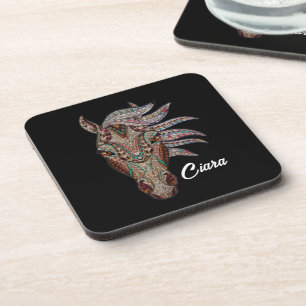 Mosaic Horse Face Personalised Coaster