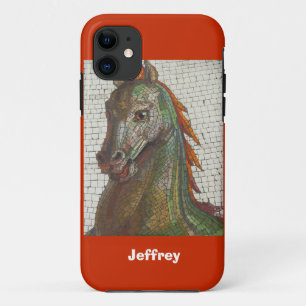 Mosaic Horse, Orange, Personalised Name iPhone 11 Case