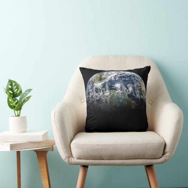 Mosaic Image Of Planet Earth With 3 Hurricanes Cushion (Chair)