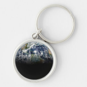 Mosaic Image Of Planet Earth With 3 Hurricanes Key Ring