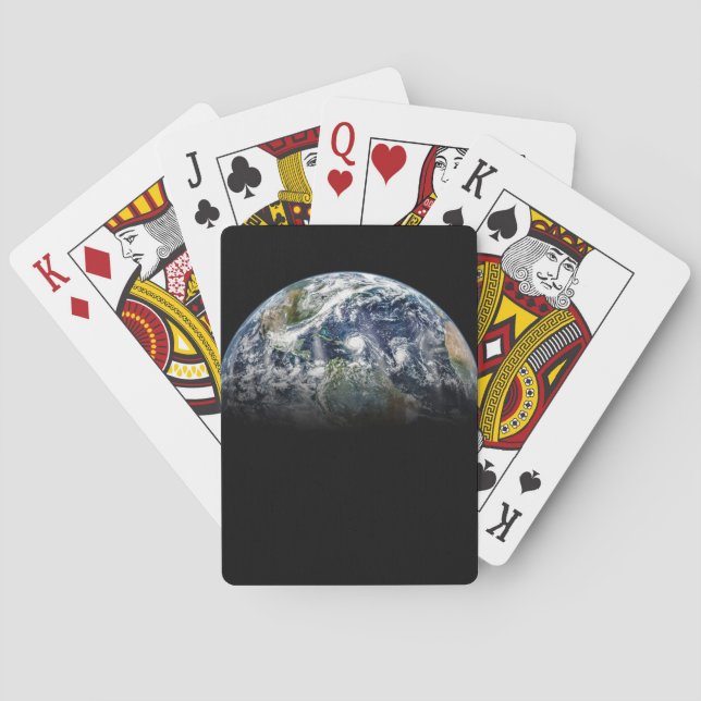 Mosaic Image Of Planet Earth With 3 Hurricanes Playing Cards (Back)