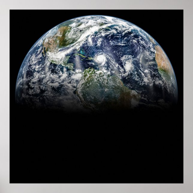 Mosaic Image Of Planet Earth With 3 Hurricanes Poster (Front)
