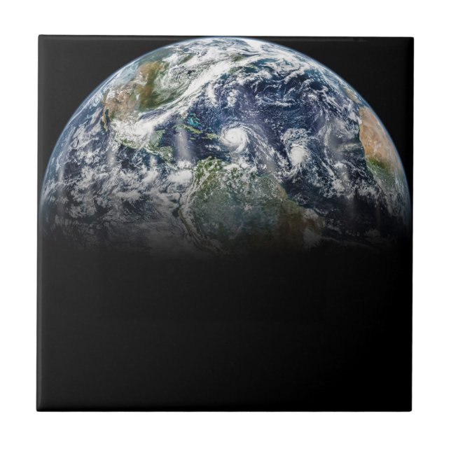 Mosaic Image Of Planet Earth With 3 Hurricanes Tile (Front)