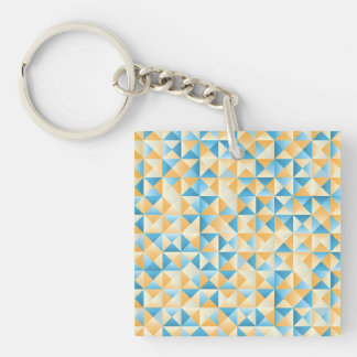 Mosaic in blue and orange key ring