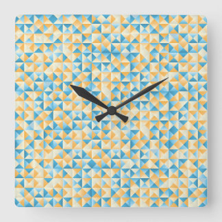 Mosaic in blue and orange square wall clock