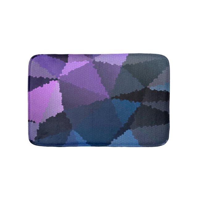 Mosaic in blue and pink colours bath mat (Front)
