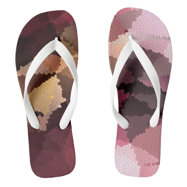 Mosaic in brown-pink and yellow colours jandals (Footbed)