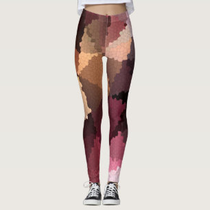 Mosaic in brown-pink and yellow colours leggings