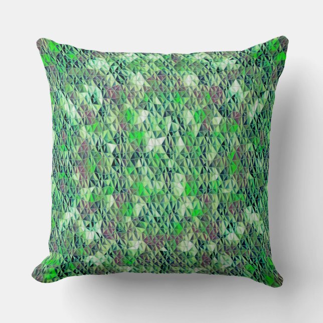 Mosaic in greenish triangles with gradient tones cushion (Front)