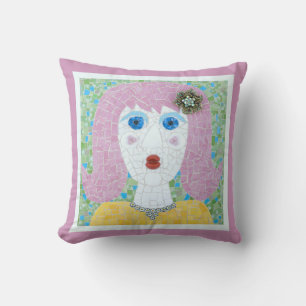 Mosaic - Ingrid with Pink & Ivory Border Cushion
