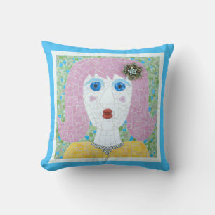 Mosaic - Ingrid with Turquoise & Ivory Border Cushion