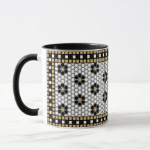 Mosaic Inspired Black White and Gold