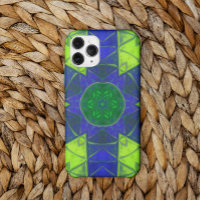 Mosaic Kaleidoscope Flower Blue and Green