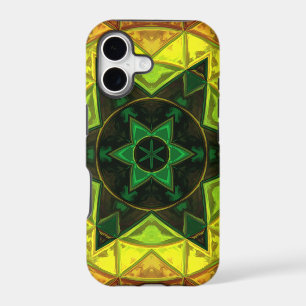 Mosaic Kaleidoscope Flower Green and Yellow