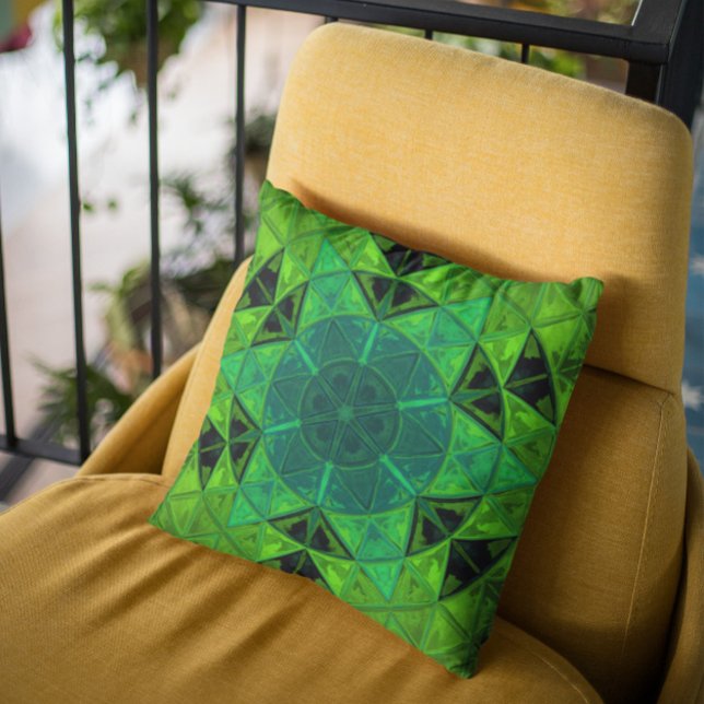Mosaic Kaleidoscope Flower Green Cushion (Creator Uploaded)