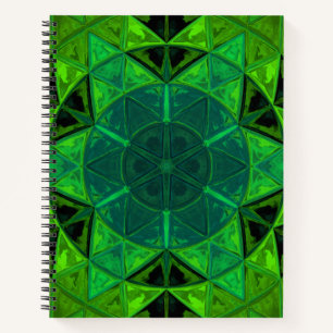Mosaic Kaleidoscope Flower Green Notebook
