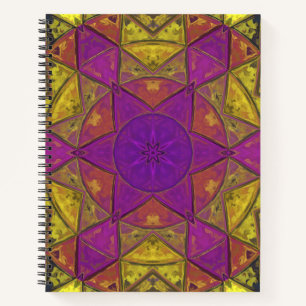 Mosaic Kaleidoscope Flower Pink and Yellow Notebook