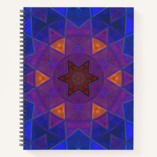 Mosaic Kaleidoscope Flower Pink Blue and Yellow Notebook