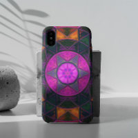 Mosaic Kaleidoscope Flower Pink Purple and Orange