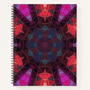 Mosaic Kaleidoscope Flower Purple and Pink Notebook