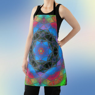 Mosaic Kaleidoscope Flower Rainbow Apron
