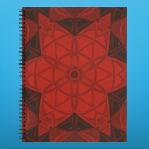 Mosaic Kaleidoscope Flower Red and Black Notebook