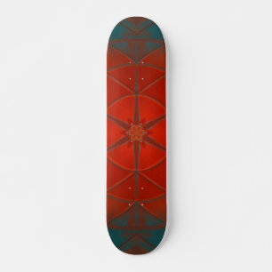 Mosaic Kaleidoscope Flower Red and Blue Skateboard