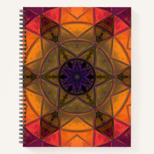 Mosaic Kaleidoscope Flower Yellow and Purple Notebook