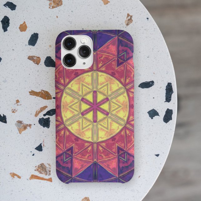 Mosaic Kaleidoscope Flower Yellow Pink and Purple Case-Mate iPhone Case (Creator Uploaded)